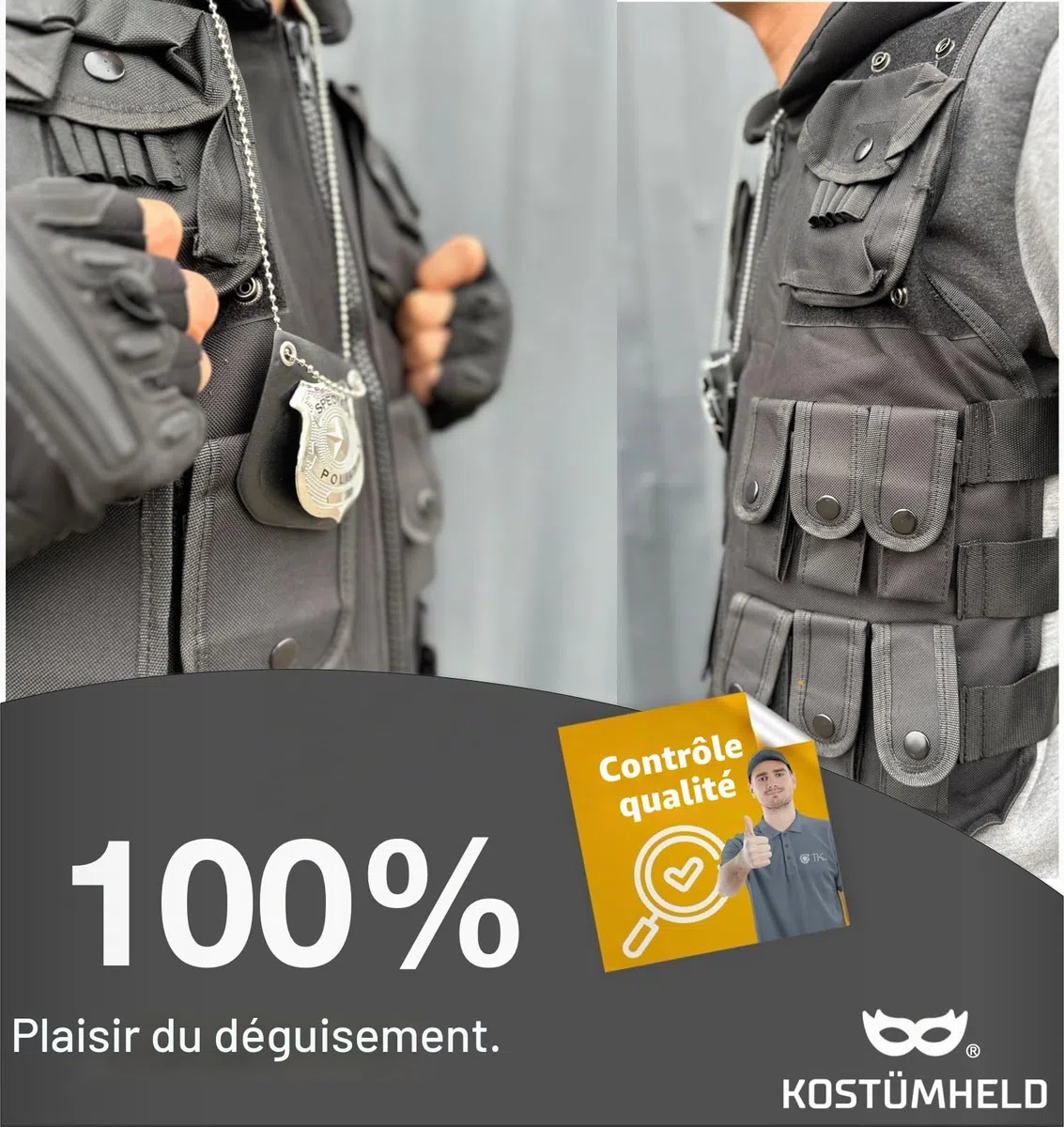 TK Gruppe Timo Klingler Costume 6 en 1 SWAT UNISEXE pour Hommes & Femmes - Ensemble pour Carnaval, Mardi Gras & Halloween