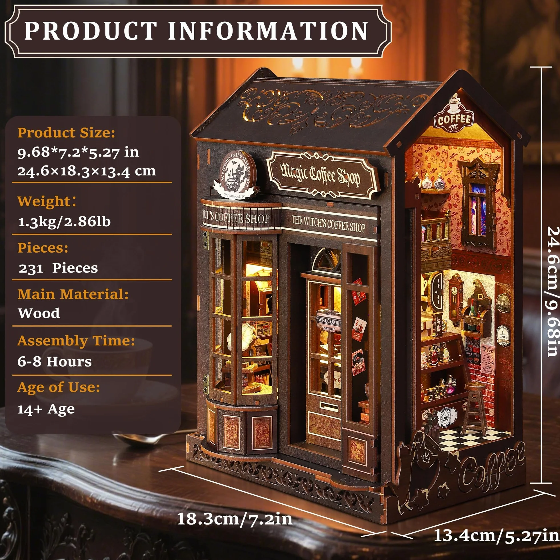 Book Nook Kit pour Adultes: LUMYCE DIY Maison de Poupee Booknook Puzzle 3D en Bois - Maquette Maison Miniature a Construire Décoration avec lumière LED pour Adolescents et Adultes