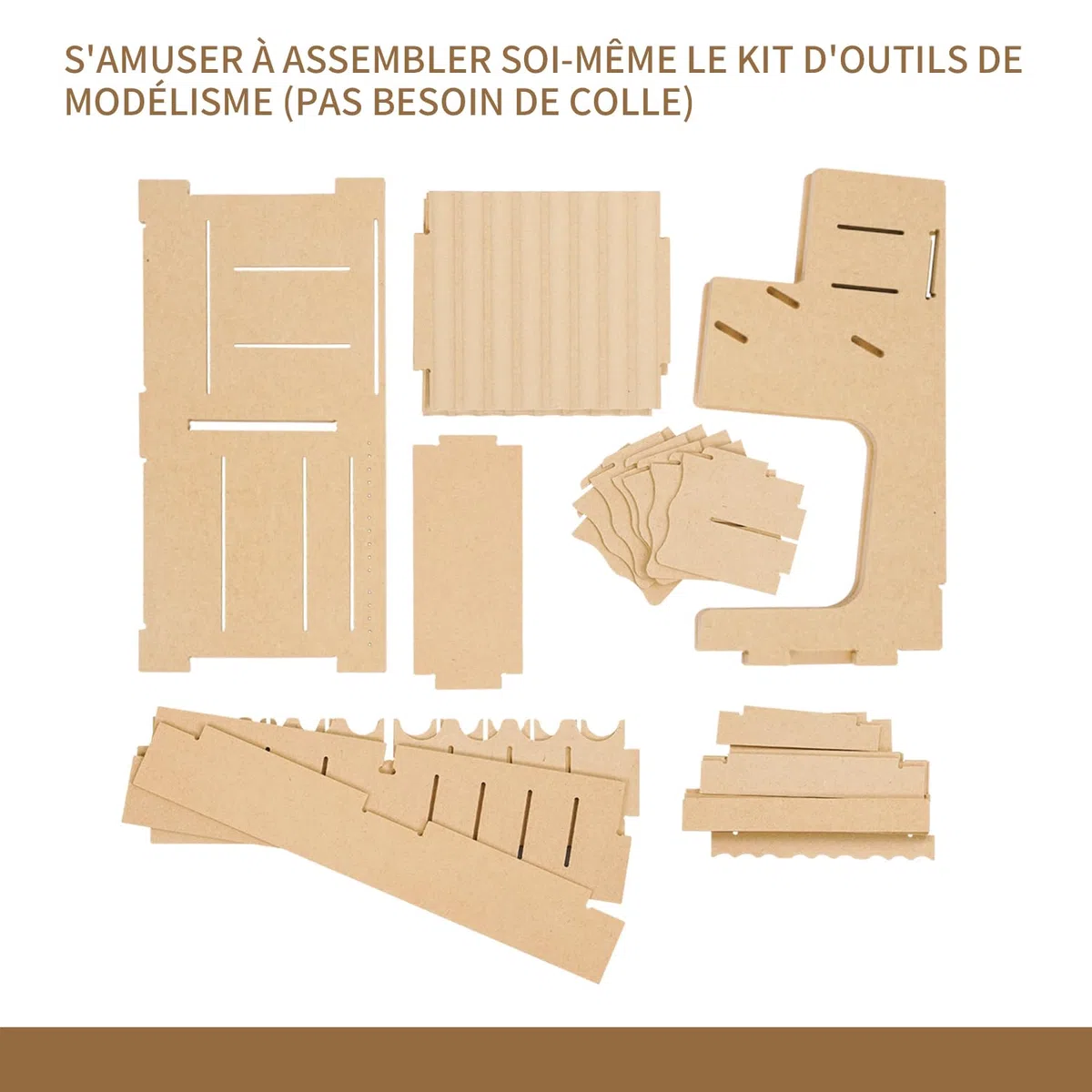Rack d'organisation pour kit de modélisme en bois avec matériau MDF, support de peinture, support de tournevis/pinceau, pour peintures et outils Tamiya, GK1