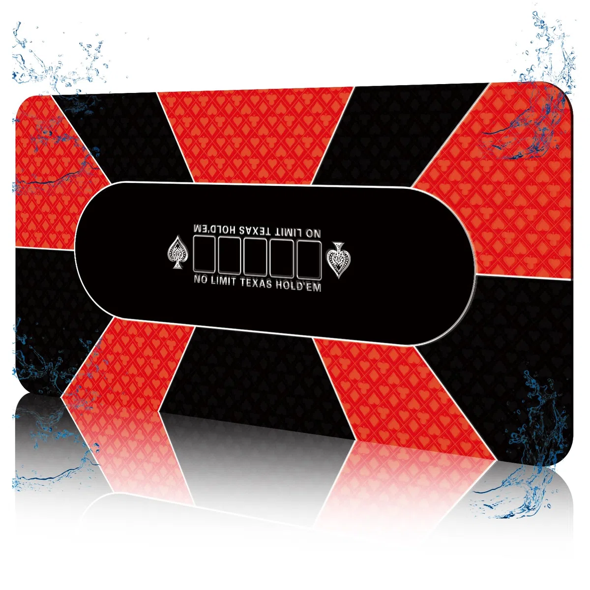 Tapis de Poker 180 x 90 cm, Professionnelle Tapis Poker Texas Holdem, 10 Joueurs Portatif en Caoutchouc Plateau de Poker Antidérapant, Table de Poker Sac de Transport Inclus