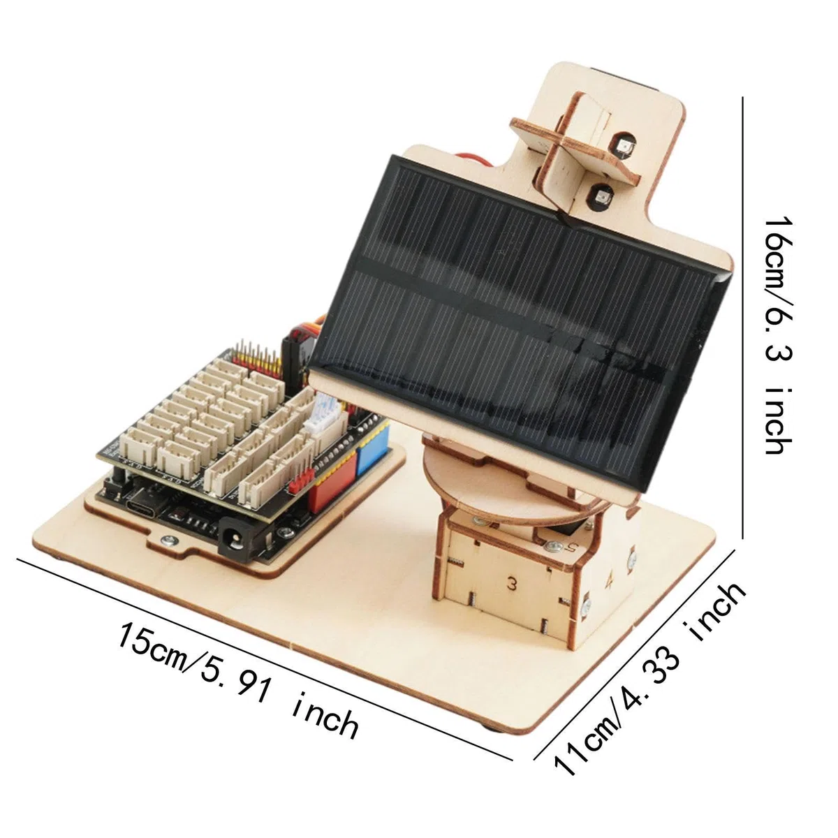 Dispositif de suivi solaire Solar Traceker DIY Code de programmation compact Système de suivi solaire en bois pour adolescents adultes 15+ école