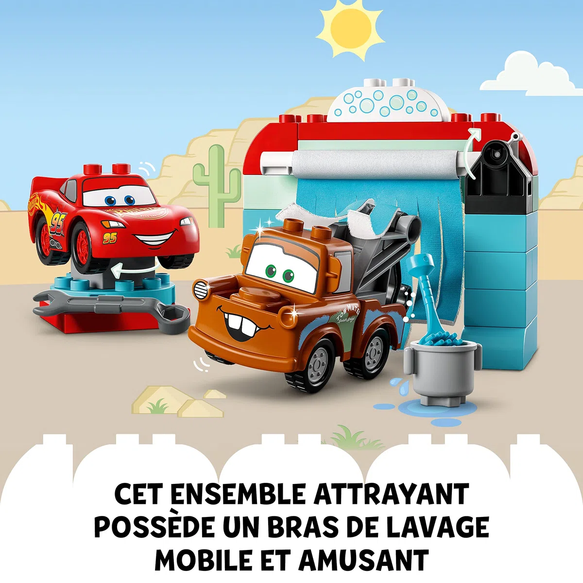 LEGO Duplo Disney et Pixar La Station de Lavage avec Flash McQueen et Martin - Jouet Eveil 2 Ans de Maquettes à Construire de 2 Voitures pour Garçons et Filles - Idée Cadeau Anniversaire 10996