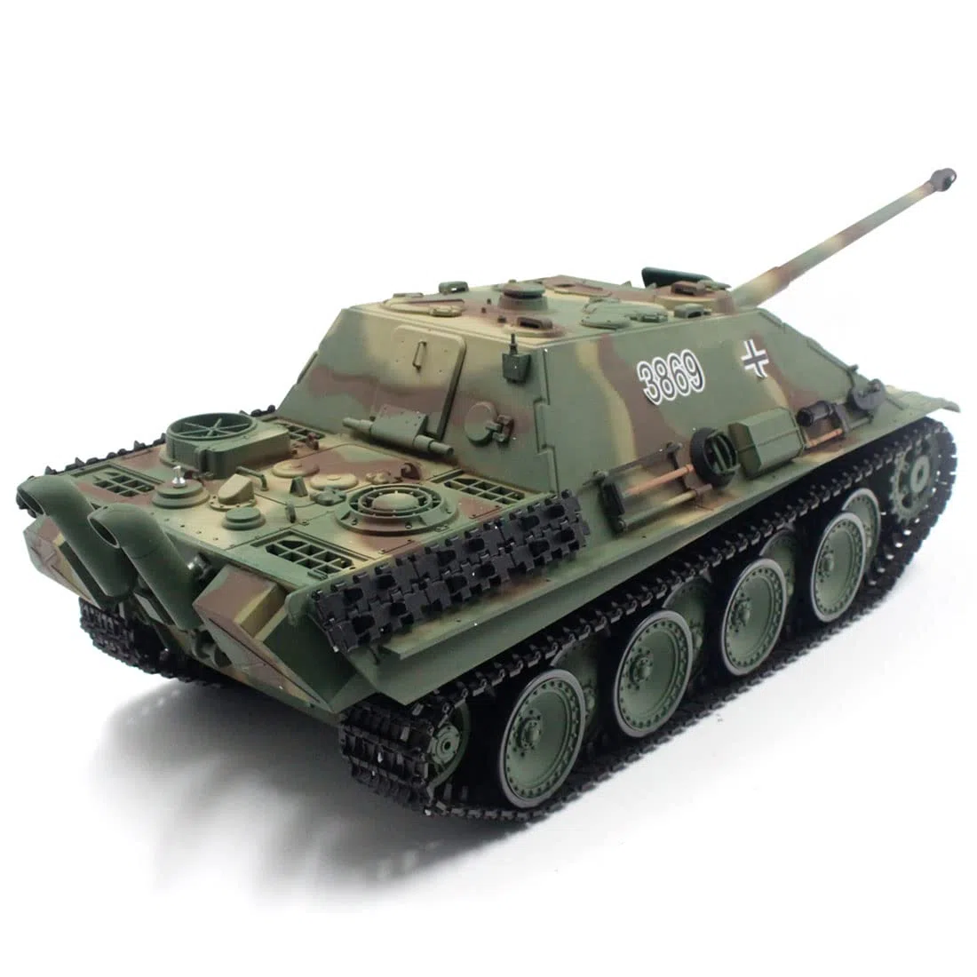 YUTT Réservoirs RC pour adultes, 1/16 2,4 G RC allemand Jagdpanther Tank Destroyer Véhicule Modèle Jouets Cadeaux avec sons lumineux (Version de base/vert camouflage)
