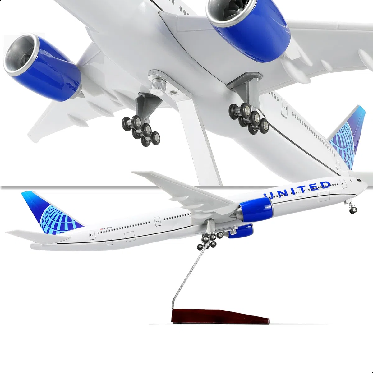 1/150 Boeing777-300er United 18,5 Pouces Large Modèle Kits de modèle d'avion Diecast Airlines Affichage du modèle Airlines Collectible pour Un Cadeau de passionné d'aviation Cadeau