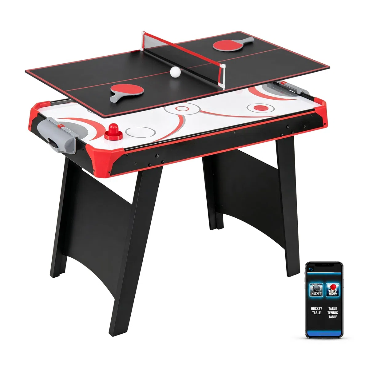 COSTWAY 2 en 1 Table d'air Hockey & Ping-Pong avec Ventilateur 12V