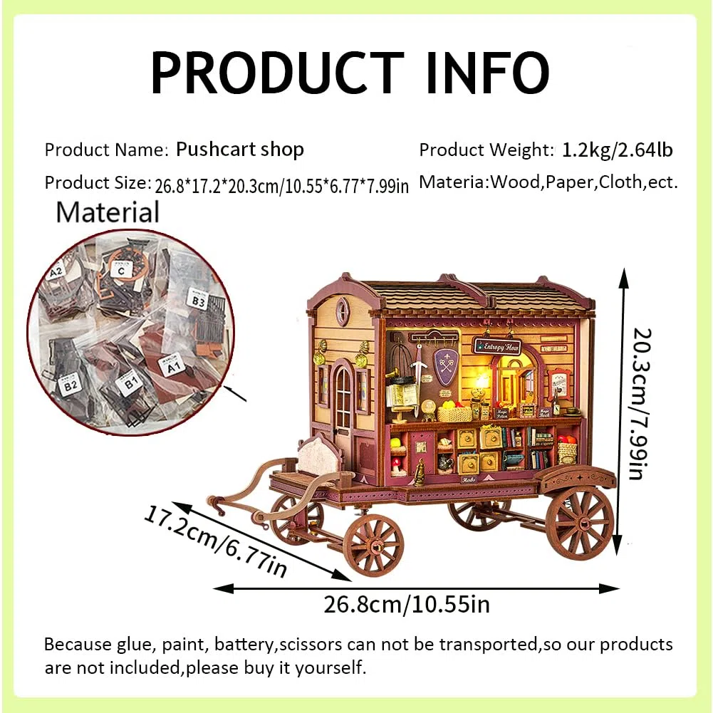 Kit de bricolage pour le coin du livre, puzzle 3D à faire soi-même maison miniature et carrosse mobile, puzzles éducatifs en bois pour adultes