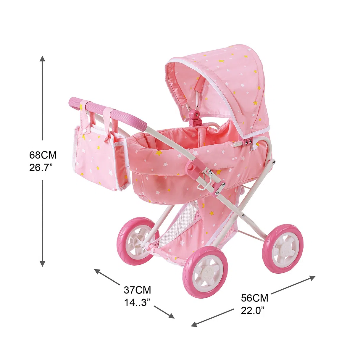 Olivia's Little World 'Twinkle Stars' Délux Poupée Poussette Rose OL-00011