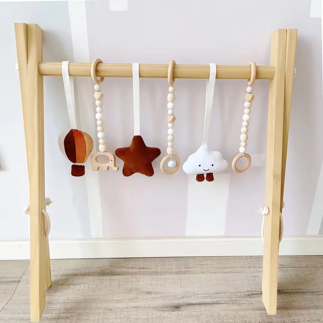 Caudblor Trapeze Jouet en bois pour bébé Puzzle Gym avec pendentif Jouet de gymnastique actif pour chambre de bébé Décoration de chambre d'enfant