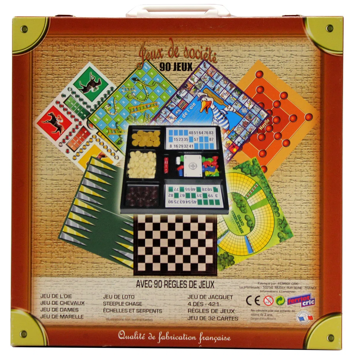 Ferriot Cric SA - Jeu de société - Mallette 90 Jeux 4 years to 18 years, Brun