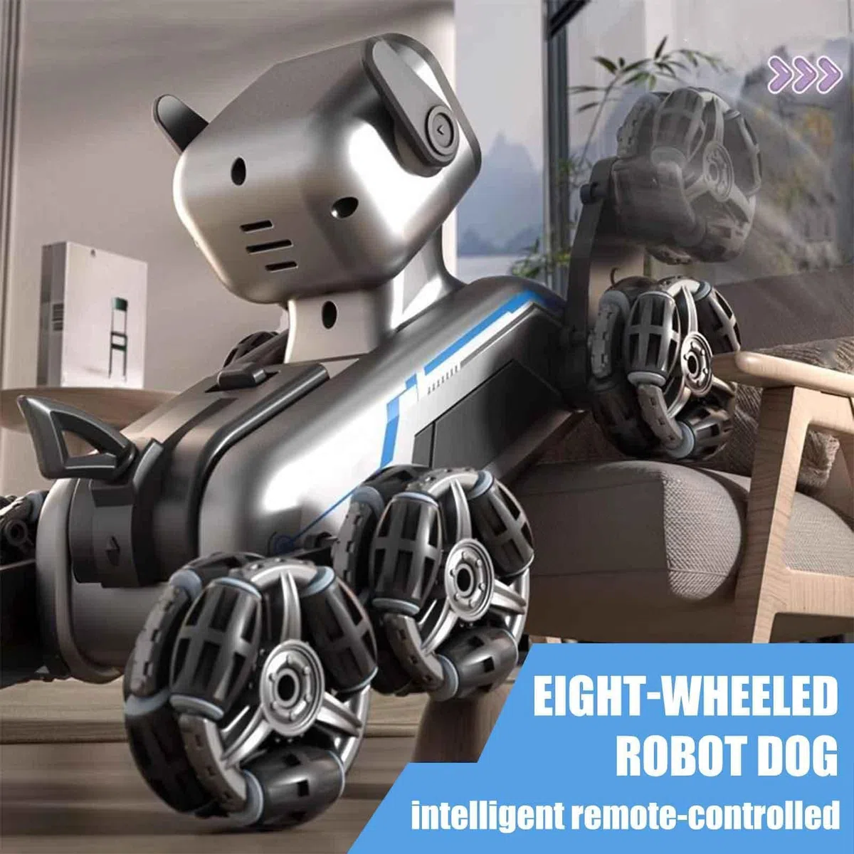 Jouet Chien Robot Télécommandé, Robot Chiot Intelligent Jouet, Multidirectionnel pour Intérieur Extérieur Chambre Jardin Éducatif