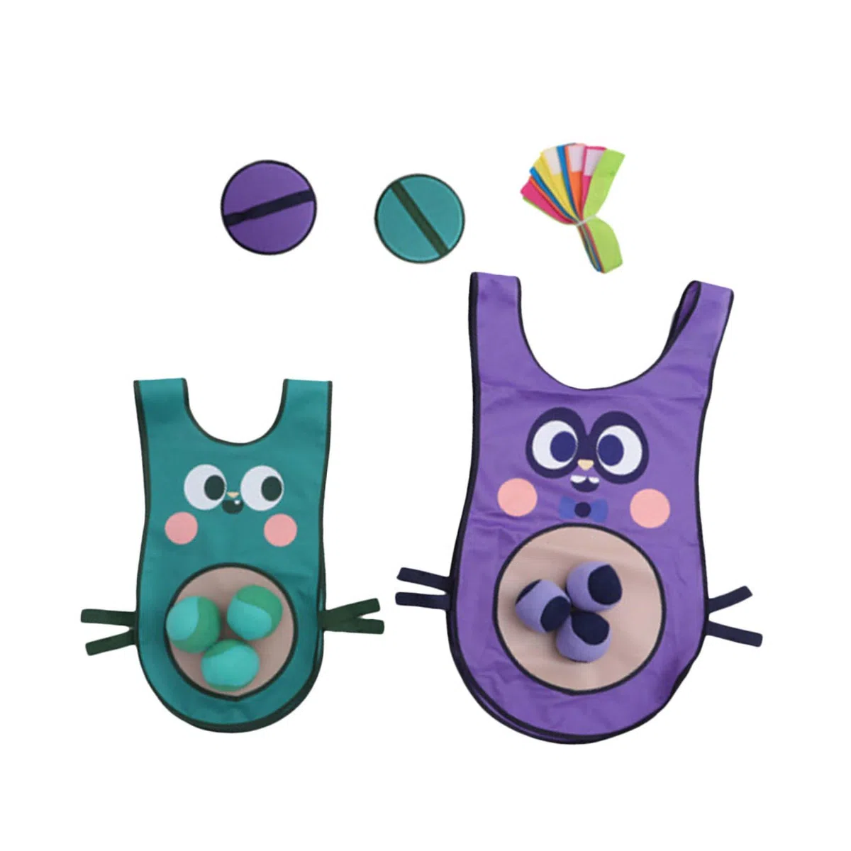 Mikikit Jeu De Balles Collantes avec Gilet Garçon Fille Jouet Extérieur Interactif pour Fête Plein Air Améliore La Coordination Main-œil Développement Motricité Couleurs Aléatoires