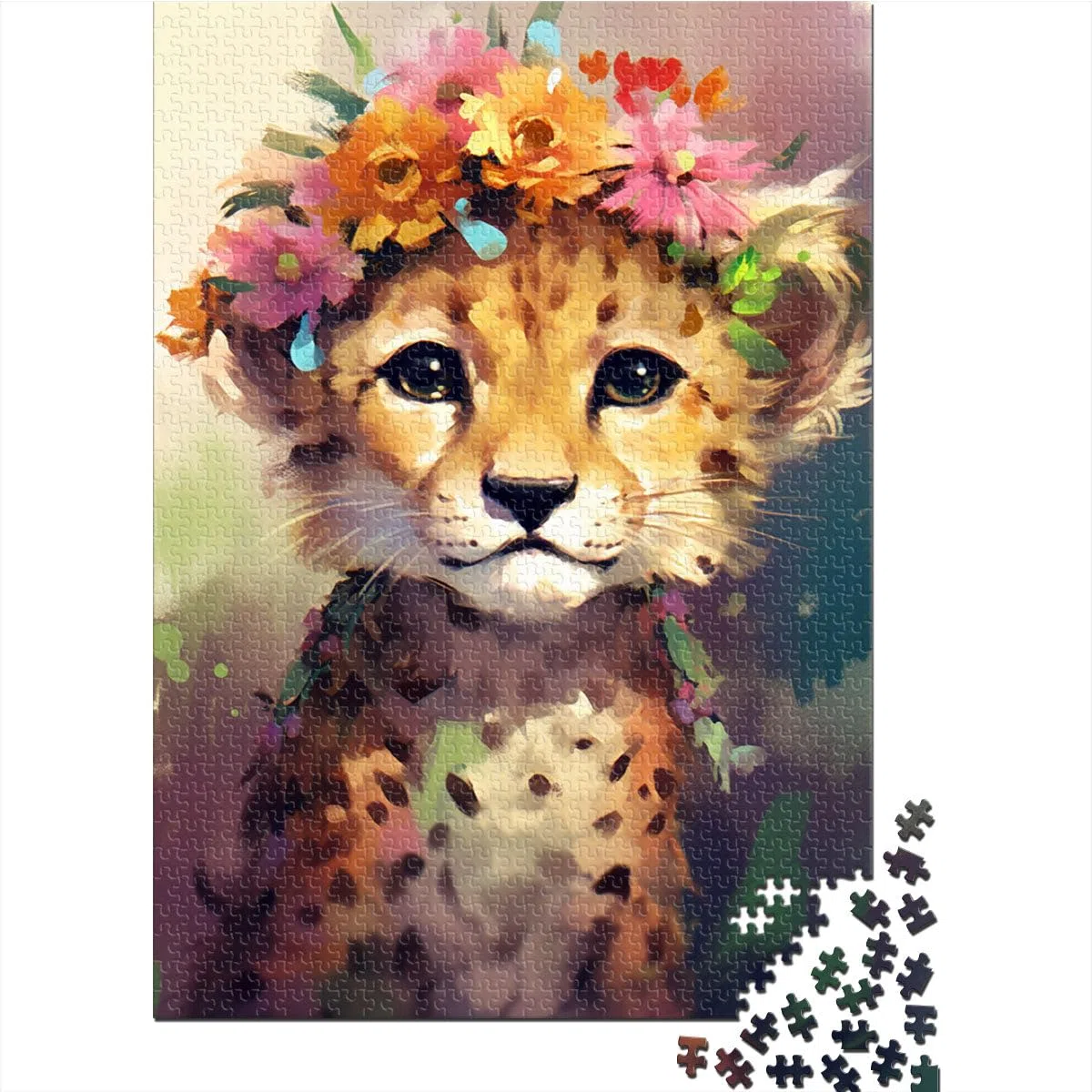 Puzzles 2000 pièces pour Adultes Puzzle Bébé Léopard Puzzle Éducatif Jeu Familial Puzzles Drôles 27,56 po x 39,37 po pour Les 14 Ans