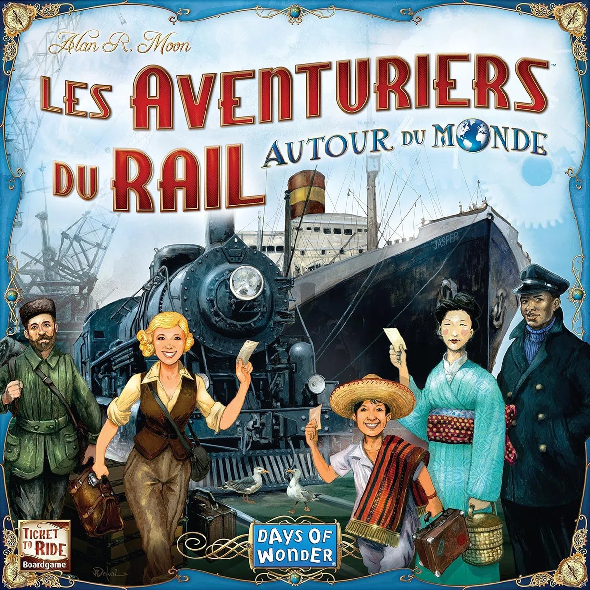 Les AVENTURIERS du Rail : Autour du Monde - Nouvelle Version avec Bateaux | Jeu de Société & Stratégie pour Enfants dès 10 Ans - 2 à 5 Joueurs - 90 à 120 Min - en Français - Days of Wonder