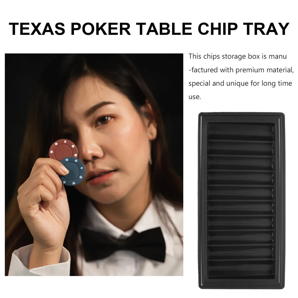 Cabilock Plateau De Jetons Texas Holdem Boîte De Stockage De Jetons Réutilisables Plateau De Jetons du Revendeur Plateau De Jetons De Table De Poker Plaque De Stockage De Jetons Conteneur