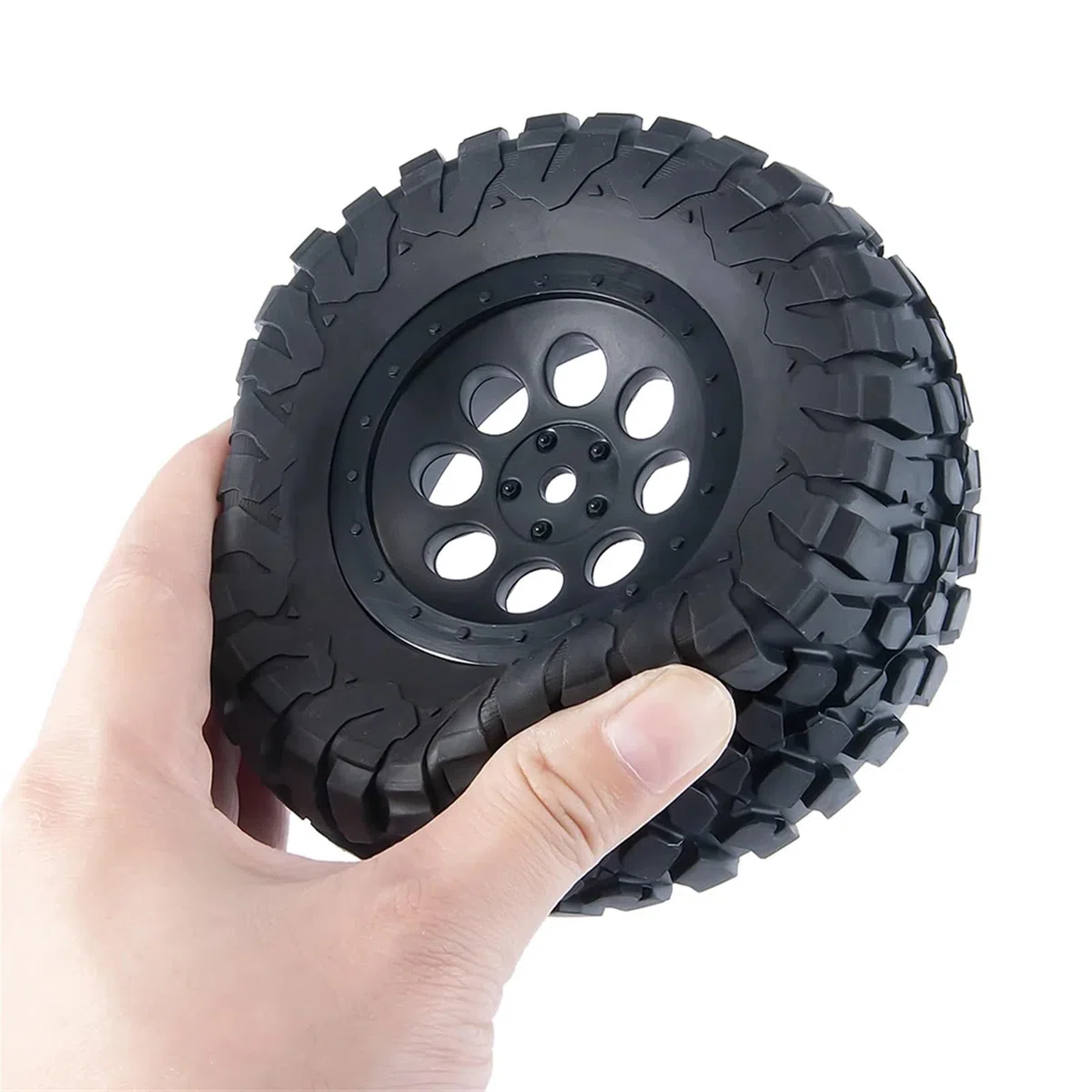 RC Pneus Jante Compatible avec Slash pour VKAR 10SC 1/10 RC, Pièces De Mise À Niveau De Voiture De Course Courte, 4 Pièces, Pneus en Caoutchouc 110x47mm, Jeu De Jantes en Plastique