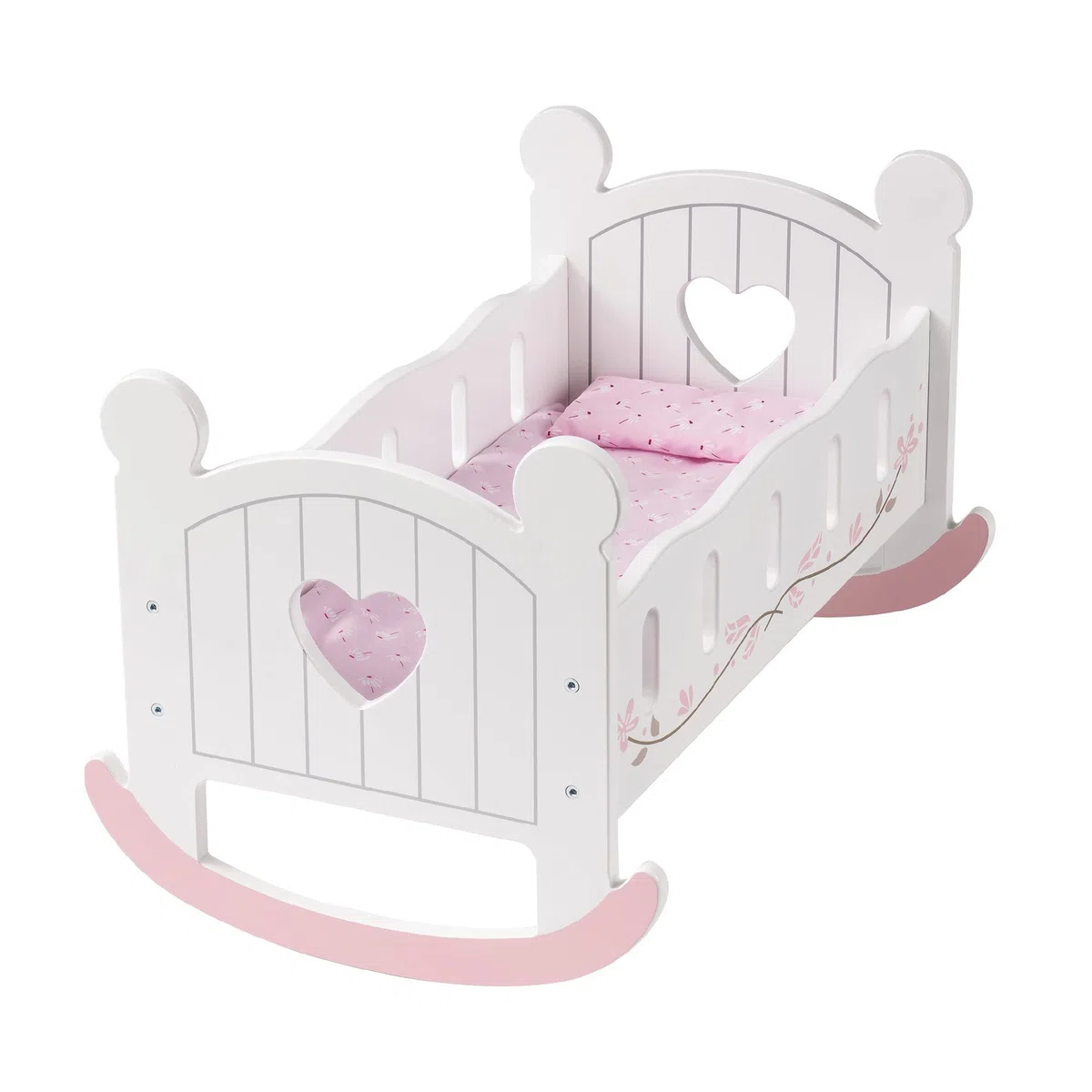 ROBUD Lit de Poupée en Bois – Jouet Berceau avec Accessoires – pour Poupées Jusqu’à 46 cm
