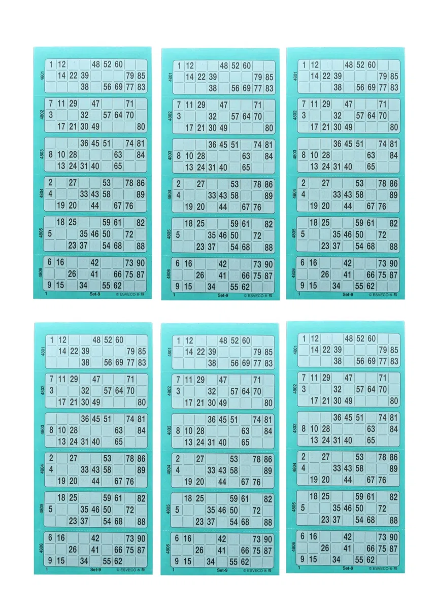 Bloc de ticket de bingo turquoise | 6 blocs = 3600 tickets système 15 sur 90