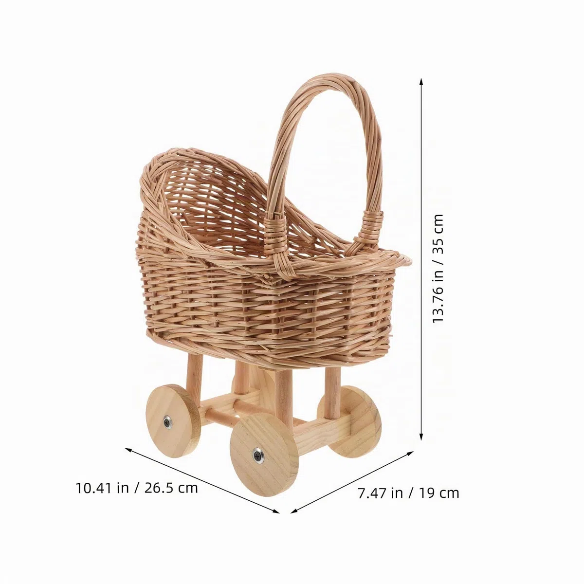 Gatuida Poussette de poupée, Jouet d'imitation en Osier pour bébé Fille, Poussette de poupée, Panier de Fleurs Vintage pour Maison de Jeu