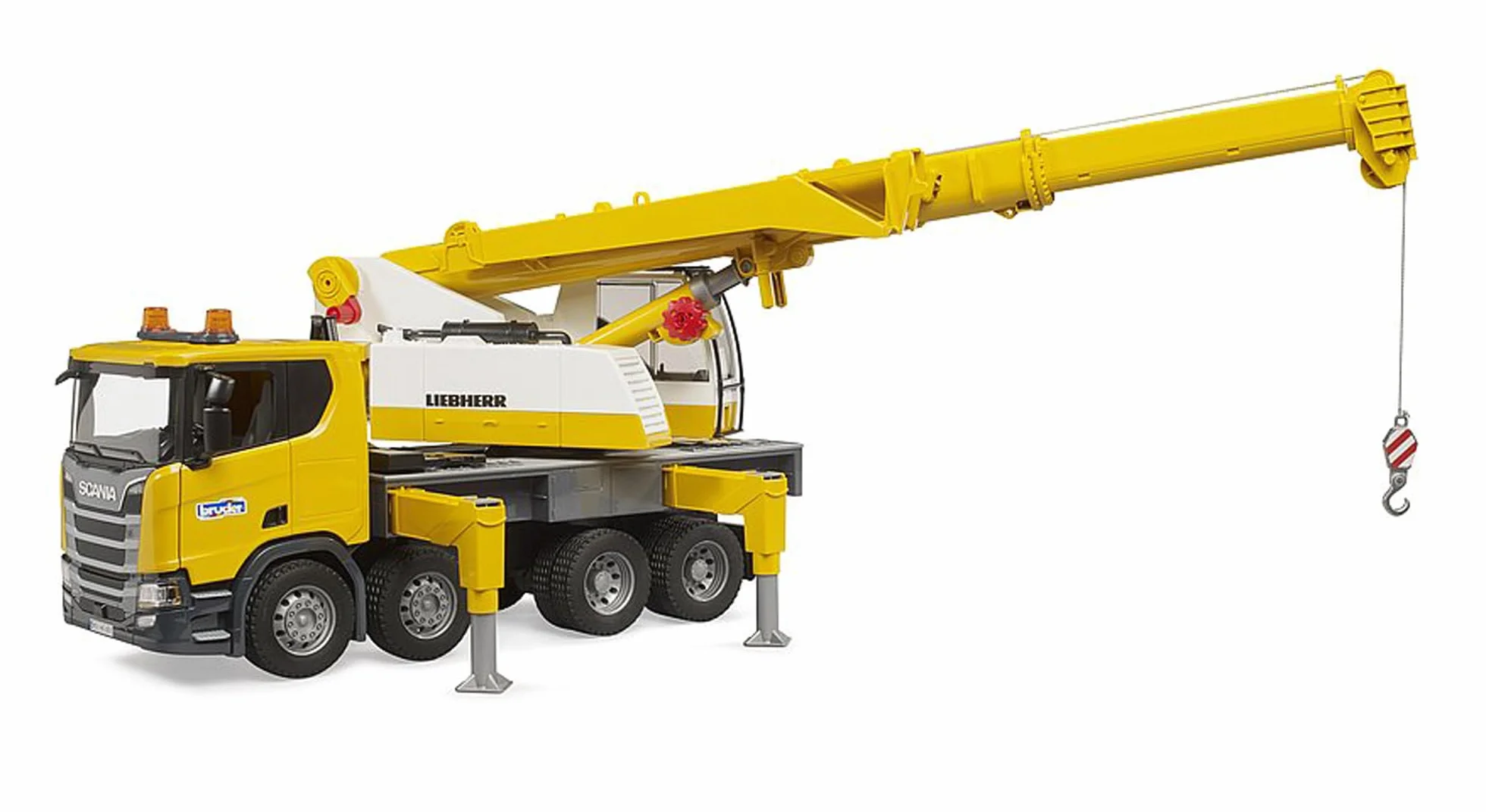 bruder 03571 - Camion Scania Super 560R équipé d'une grue Liebherr | Véhicule de chantier avec module lumineux et sonore, camion-grue, jouet à partir de 4 ans, échelle 1:16