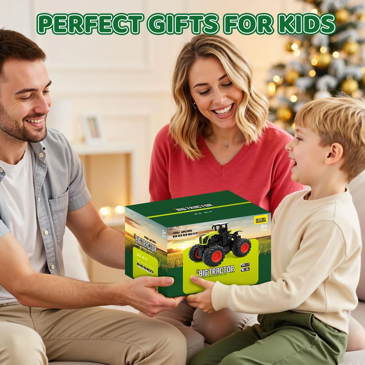Tracteur Telecommandé Enfant de 3 4 5 6 Ans - RC Jouet Ferme Camion Chantier Télécommandé Véhicule avec Cool Lumière et Réaliste Son, Cadeau de Noël Anniversaire per Filles Garçons