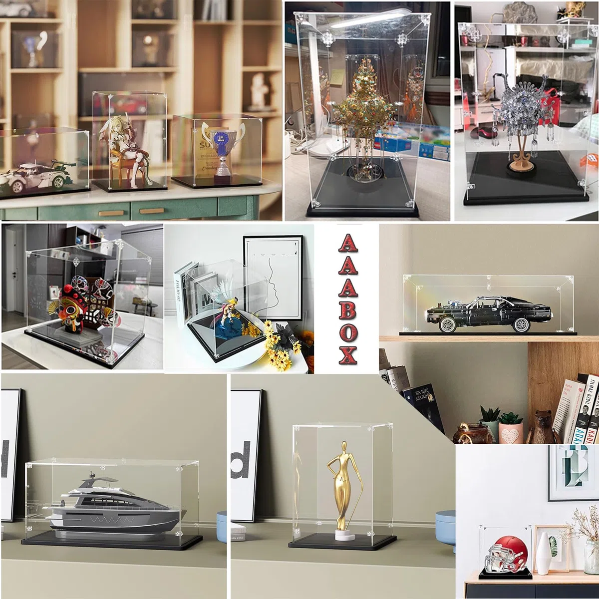 20x20x20cm 3mm Acrylique Vitrine Exposition pour Lego Creative Workbench 21265 Imperial TIE Fighter 75300 Agrabah's Palace 40613 76247 31133, Transparent Boîte de Présentation