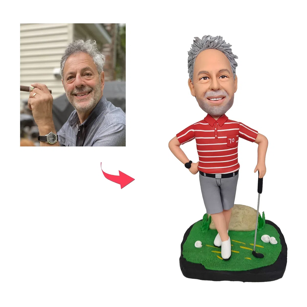 Figurine de bobbleheads personnalisée, Poupée personnalisée, Dame de Bureau en Jupe Grise, Figurine de bobblehead Faite Main, Sculpture personnalisée