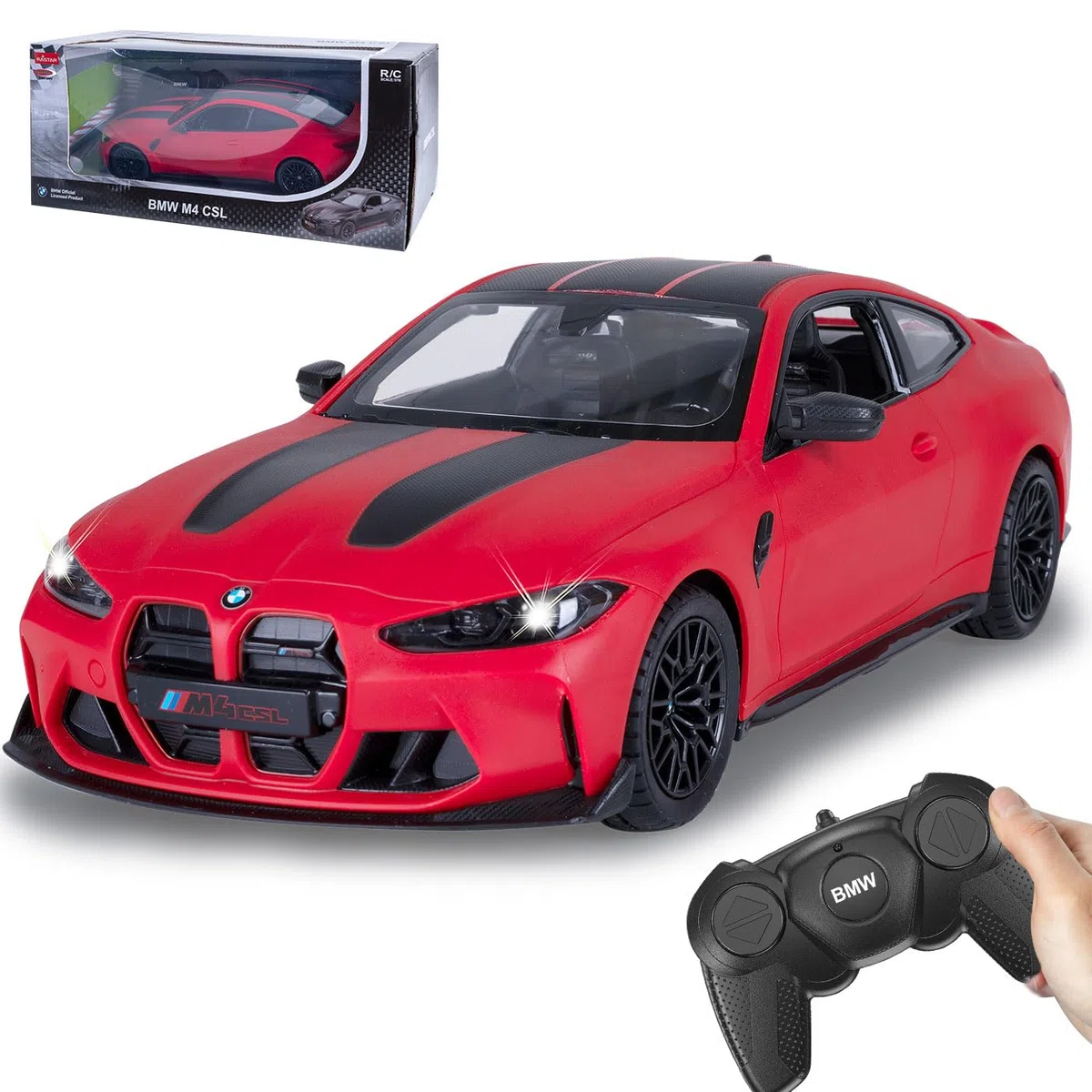 JAMARA Voiture de Course télécommandée BMW M4 CSL 402270 - Échelle 1:16 - Rouge - 2,4 GHz - pour Enfants à partir de 6 Ans - Idée Cadeau