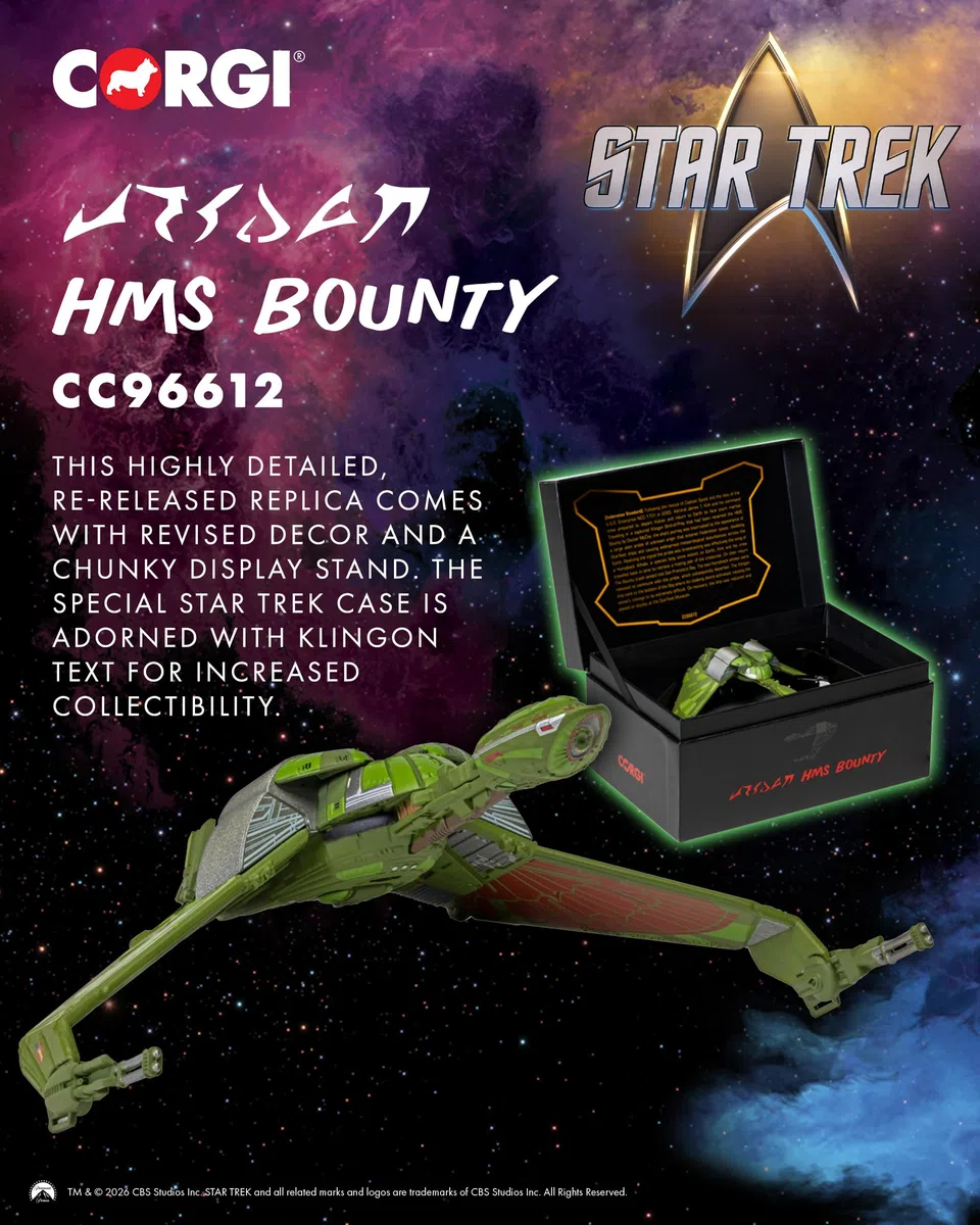 Corgi CC96612 Star Trek Klingon Oiseau de Proie « HMS Bounty » modèle moulé sous Pression avec Support de présentation – Star Trek IV : The Voyage Home Réplique détaillée du modèle de Navire, modèles