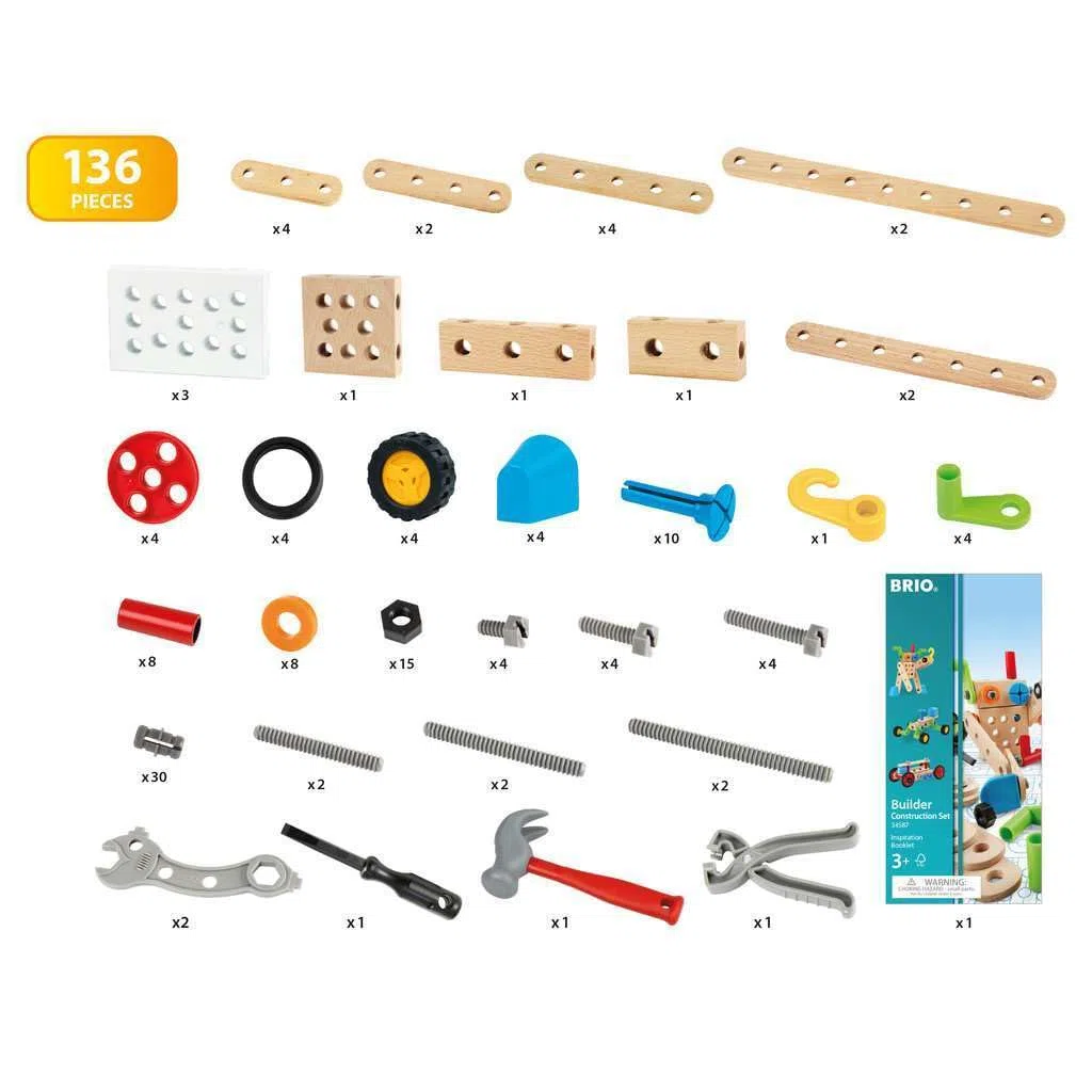 BRIO Builder - 34587 - Coffret Evolution Builder - 136 pièces - Jeu de construction STEM - Sans pile - Créations libres ou guidées - Pour garcons et filles dès 3 ans
