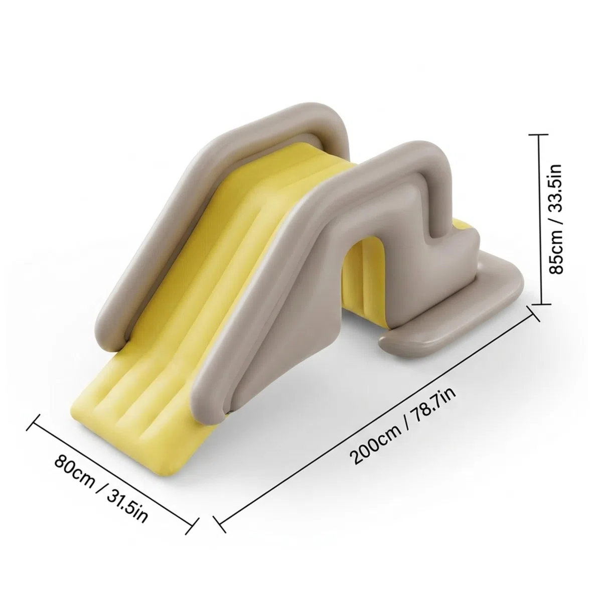 Toboggan de piscine gonflable, toboggan de piscine, ponton gonflable avec large base d'eau – Installation facile en PVC intérieur/extérieur pour enfants et adultes (kaki, comprend une pompe à pied)