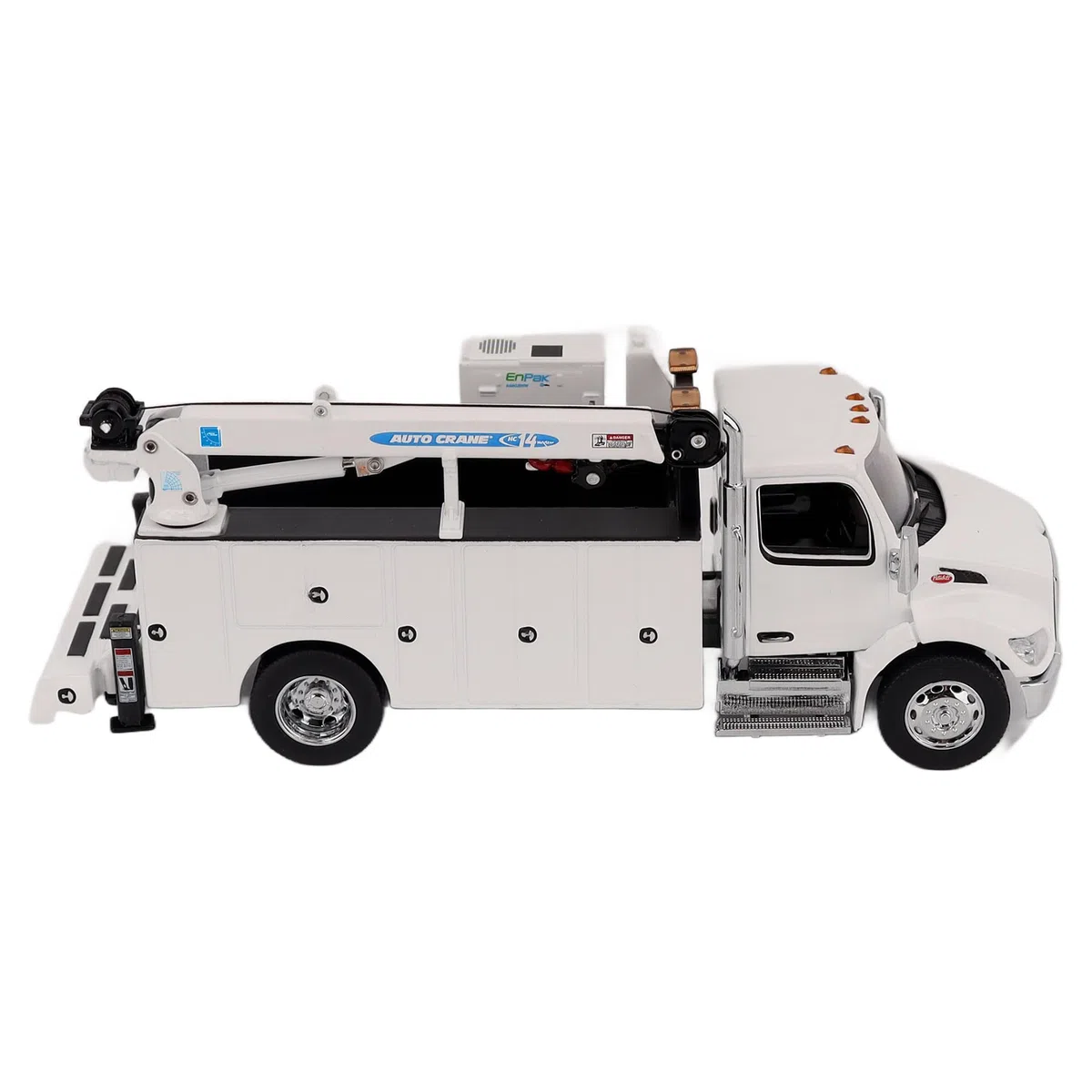 Peterbilt Modèle 536 Auto-Crane Titan85-Body HC14 Camion de travail avec Miller EnPak (blanc) – Série Transport | Modèle de collection moulé sous pression à l'échelle 1:50 71214