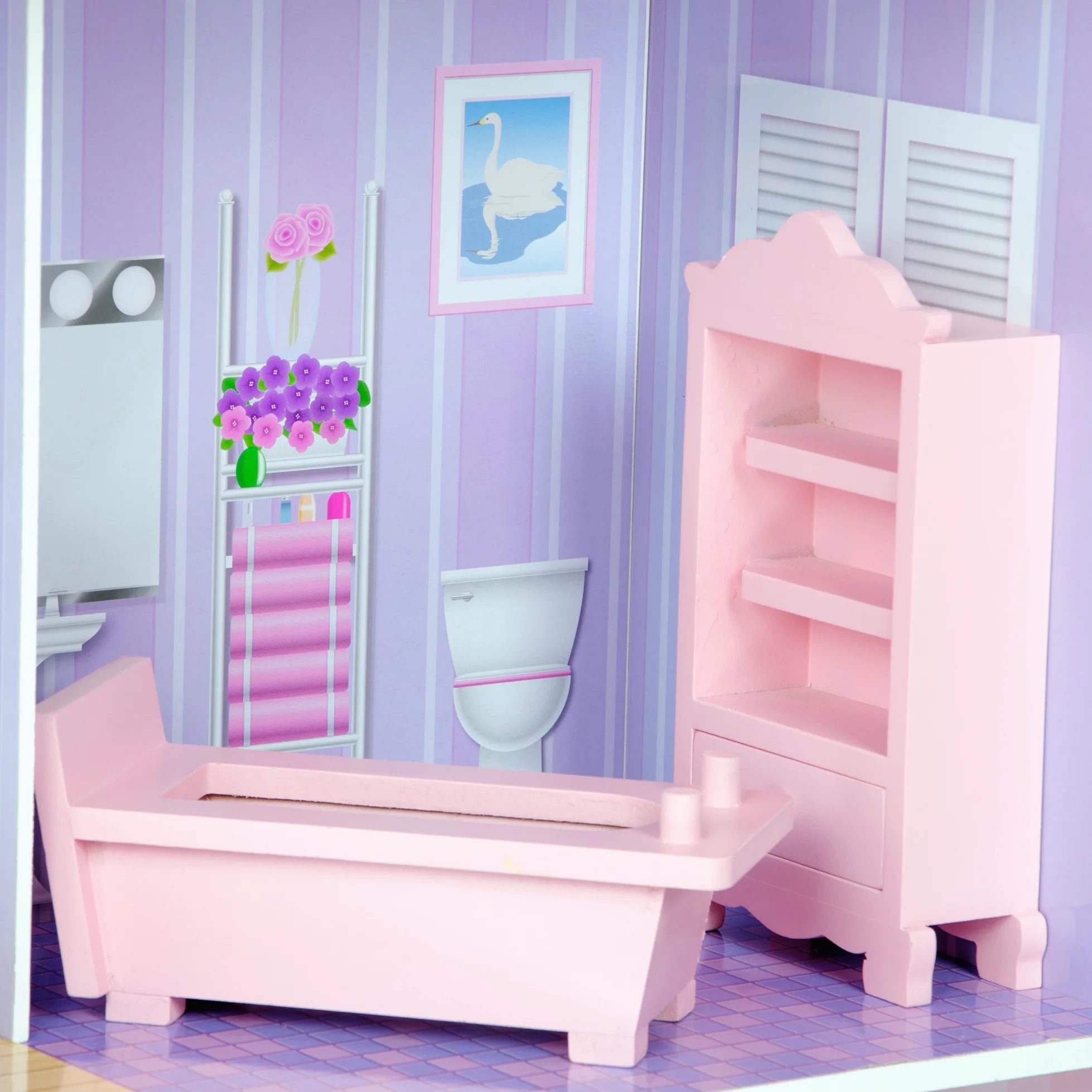 Olivia's Little World Giant Doll House, grande maison de poupée en bois avec mobilier et accessoires, maison de poupées de 3 étages pour enfants, maison de poupées pour des poupées de 12 ", 3 ans +