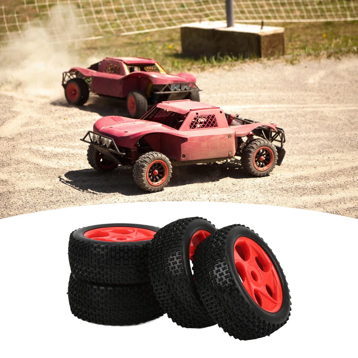 Jeu de Jantes de Pneus en Caoutchouc de Voiture RC, 4 Pièces de Jantes Hexagonales et de Pneus en Caoutchouc pour 1/8 1/10 Pneus de Revêtement D'éponge de Voiture Télécommandés RC sur Route Touring Dr