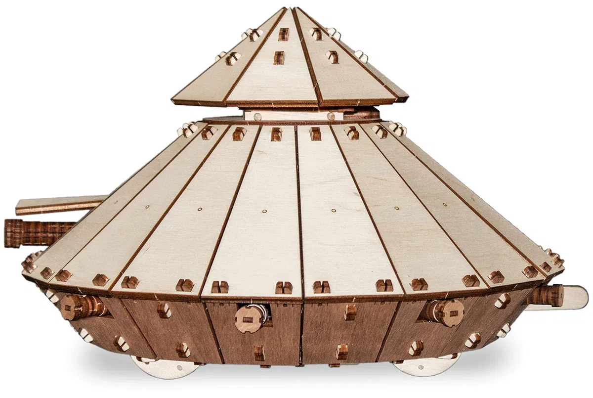 EWA Eco-Wood-Art - Tank de Leonardo Da Vinci - Puzzle 3D mécanique en Bois - Puzzle pour Adultes et Adolescents - Assemblage sans Colle - 278 pièces