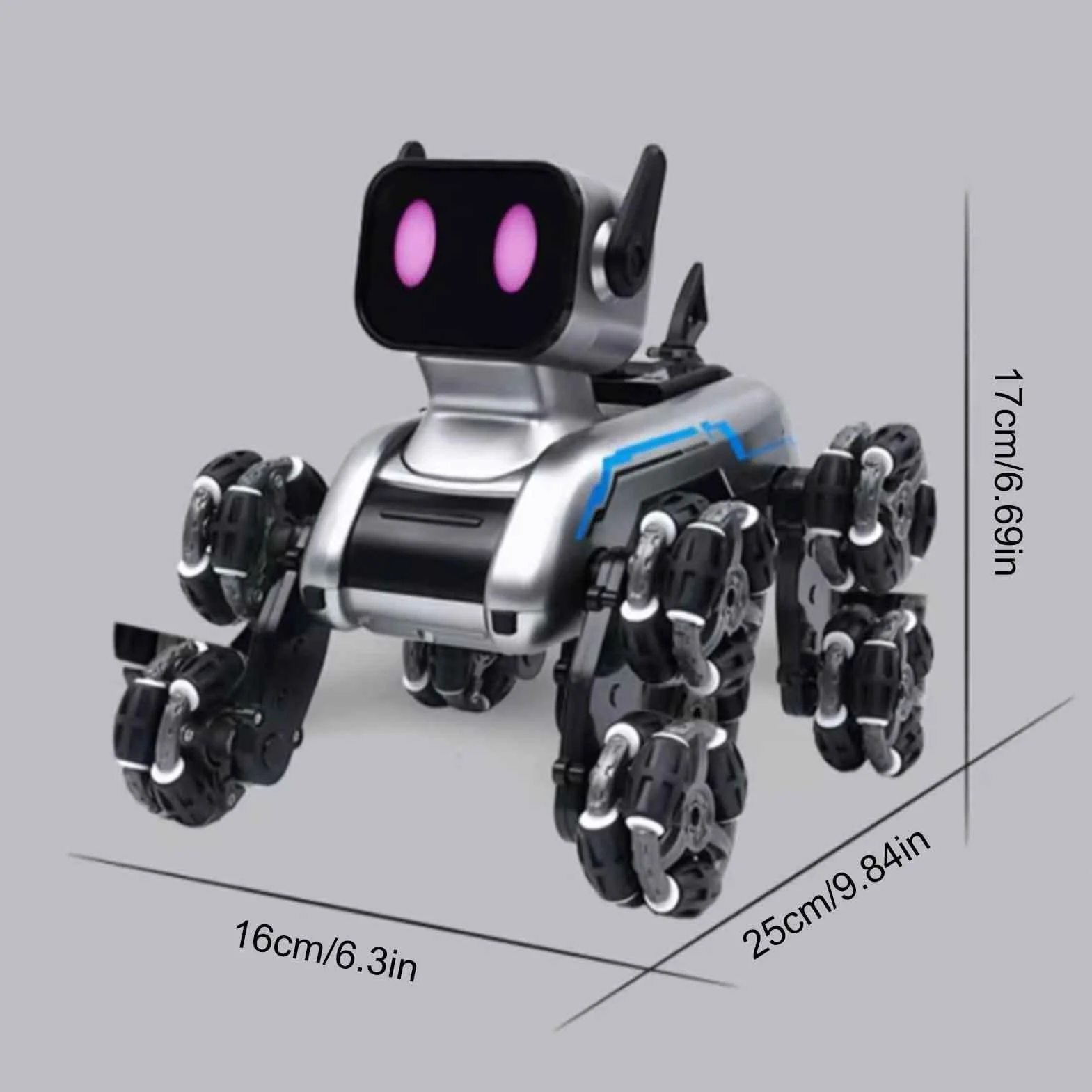 Jouet Chien Robot Télécommandé, Robot Chiot Intelligent Jouet, Multidirectionnel pour Intérieur Extérieur Chambre Jardin Éducatif