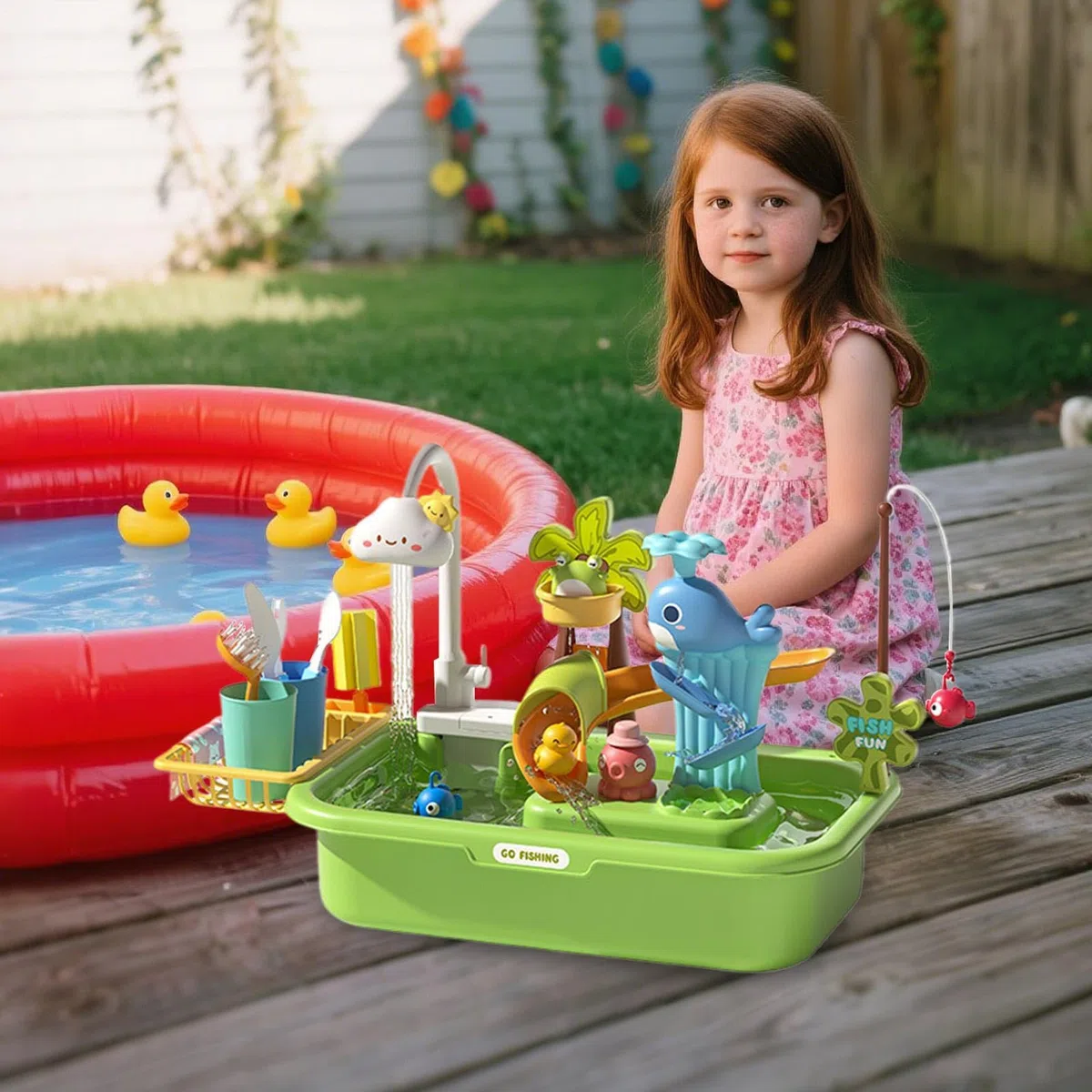 Générique Table de Jeux d'eau Table de Sable et d'eau pour | Jouet Éducatif Interactif avec Pompe pour Plage Extérieur Développe Coordination Main-Œil Jardin Maison