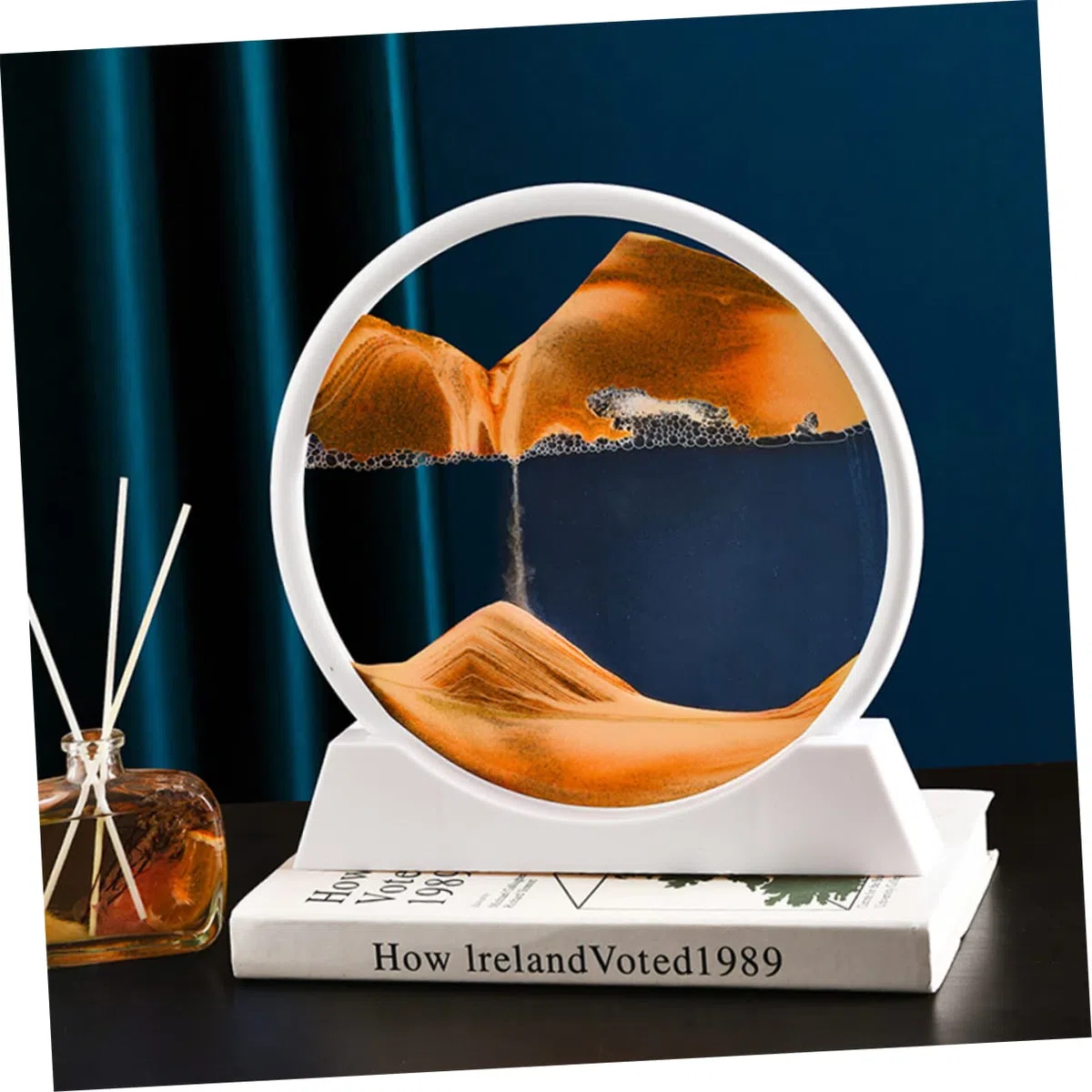 YARNOW Décoration de Peinture sur Sable Mouvant 3D en Verre Jaune