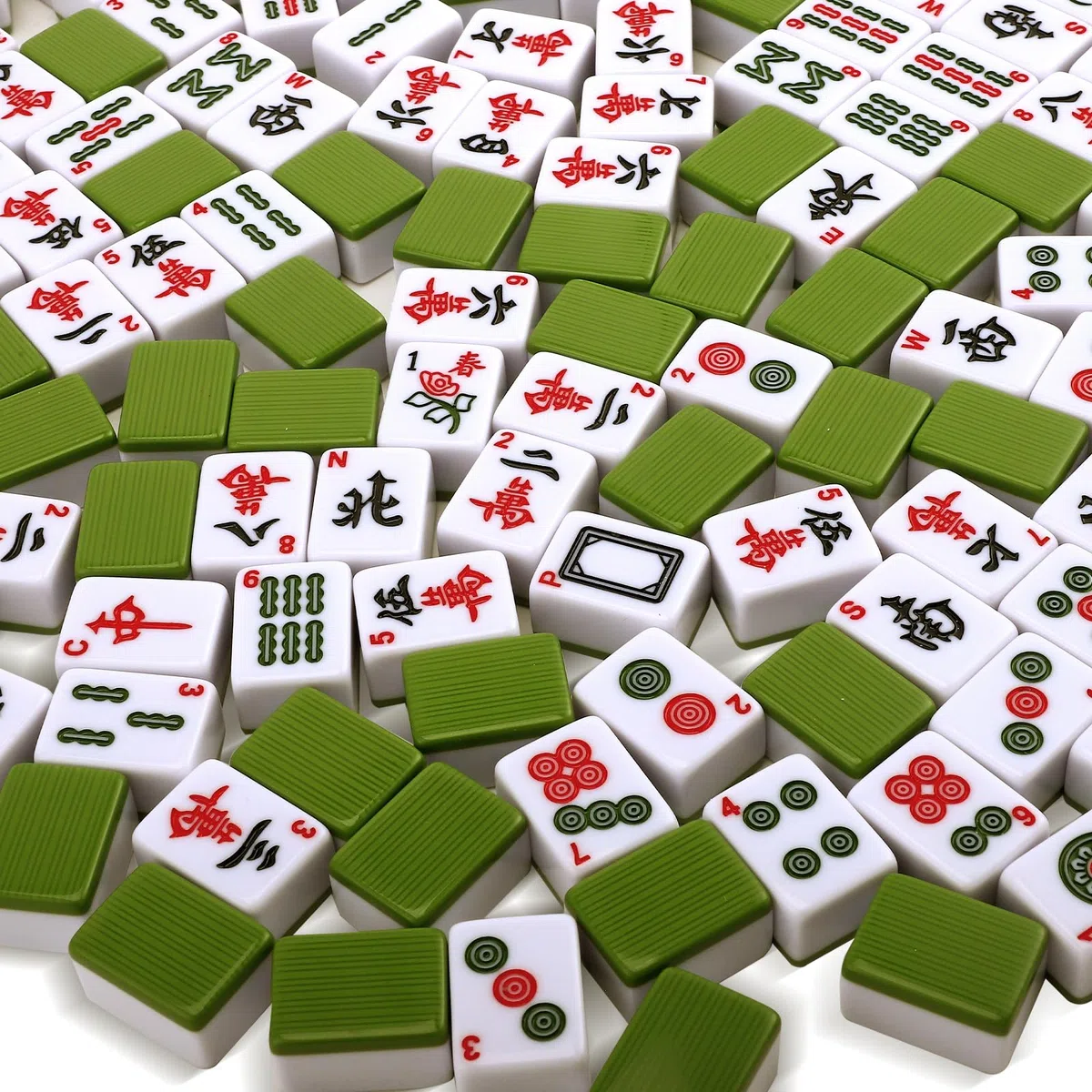 Lot de Pierres Mahjong de 30 mm avec 146 tuiles et 2 dés, Vert majong Chinois Classique, avec Emballage Cadeau Exquis