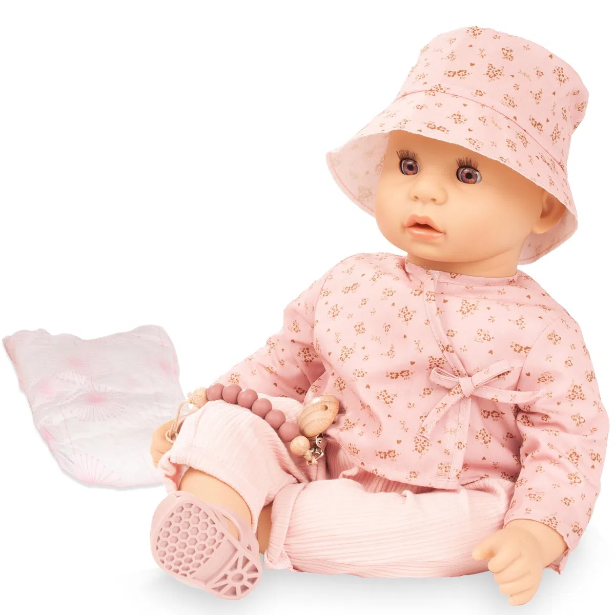 Götz 2661057 Cookie Millefleur poupée 48 cm poupée bébé Yeux Bruns dormeurs | 9 pièces, sans cheveux, corps souple, dès 3 ans, lavable, avec tétine, attache-tétine et couche