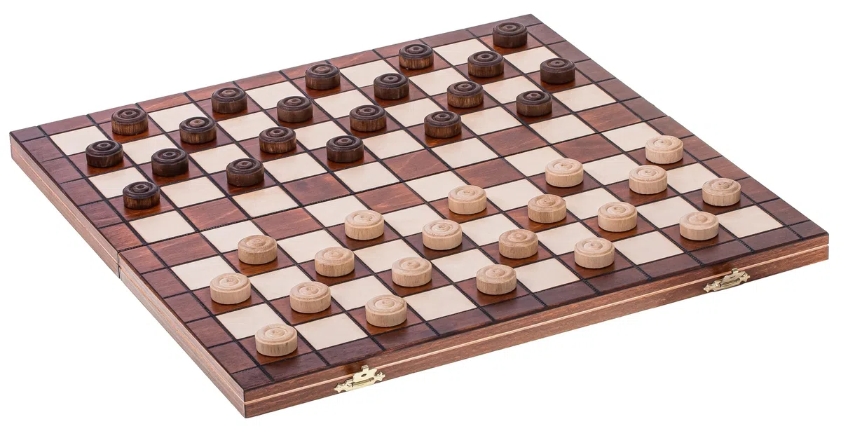 Square - Jeux Dames en Bois - Damier 100 Cases - 40 x 40cm