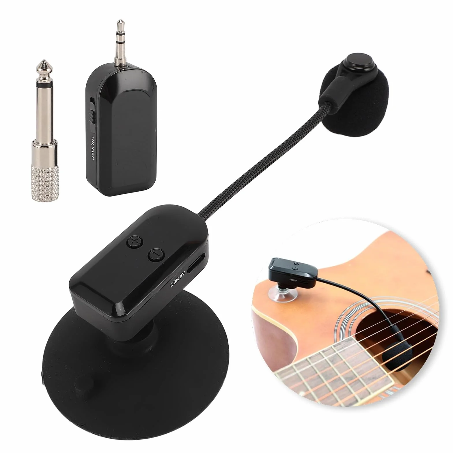 Micro sans Fil pour Saxophone, Système de Microphone pour Instrument sans Fil 2,4 G pour Guitare, Gros Violon, Accordéon et Autres Instruments