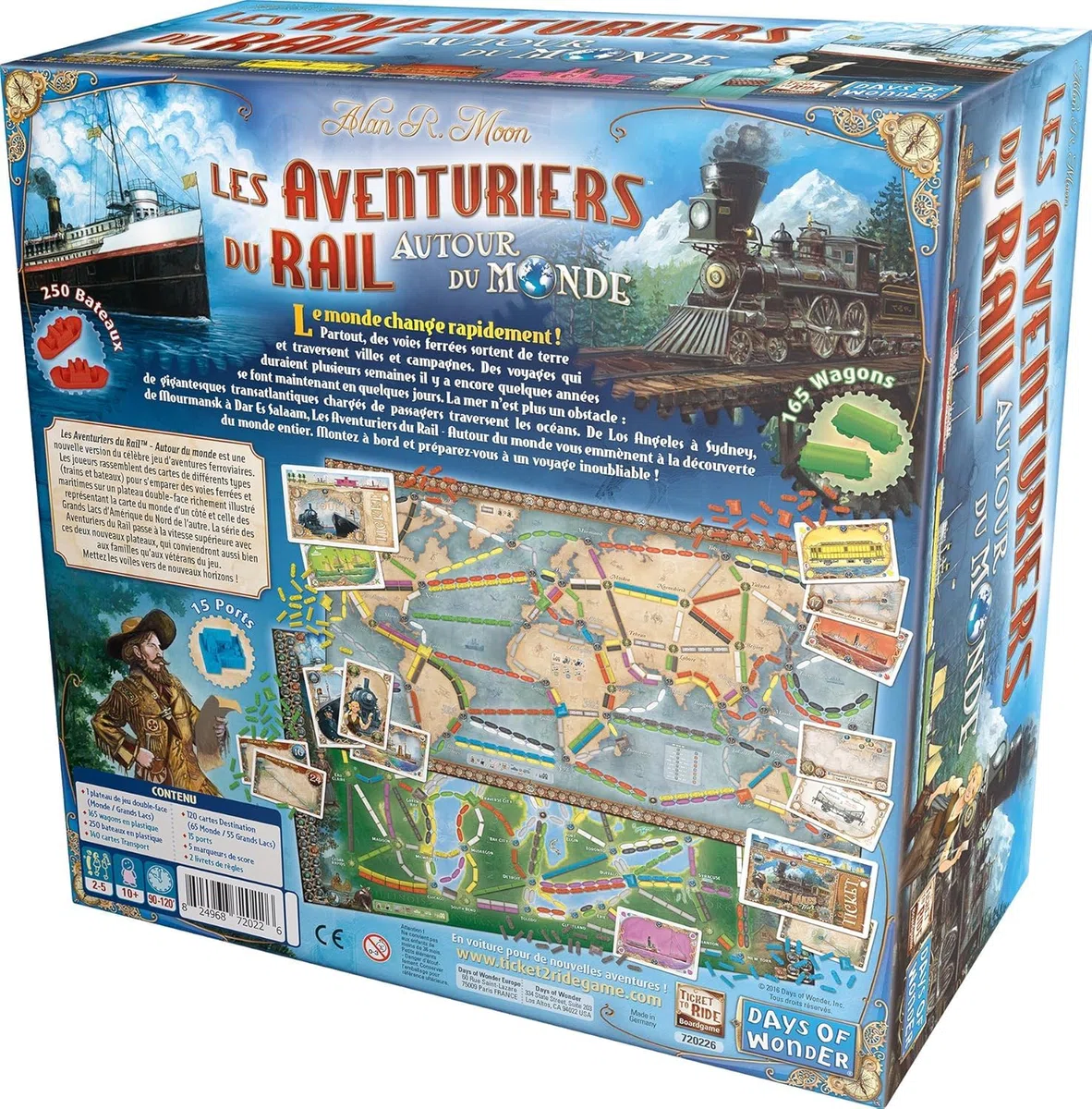 Les AVENTURIERS du Rail : Autour du Monde - Nouvelle Version avec Bateaux | Jeu de Société & Stratégie pour Enfants dès 10 Ans - 2 à 5 Joueurs - 90 à 120 Min - en Français - Days of Wonder