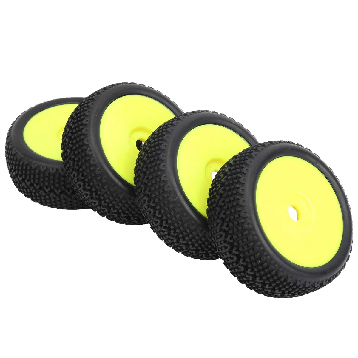 4 pièces pneus de Voiture RC, Cadre de Roue Jaune Bande de roulement en Caoutchouc RC pneus antidérapants 1/8 Accessoire de modèle de Voiture RC