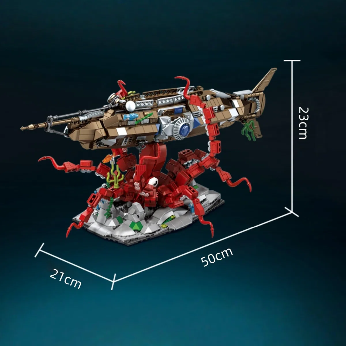 Nautilus - Kit de construction sous-marin pour adultes - 1190 pièces - Scène d'aventure sous-marine avec socle géant et sous-marin - Modèle mécanique pour la décoration de la maison - Cadeau pour les