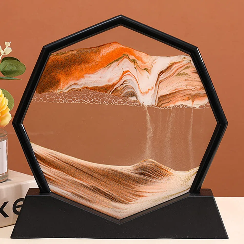 Xinchangda Peintures sur sable fluide, ornements en verre à sable mouvant, cadre en sable mouvant, tableau d'art sur sable fluide 3D avec cadre de base, ornements de bureau à la maison