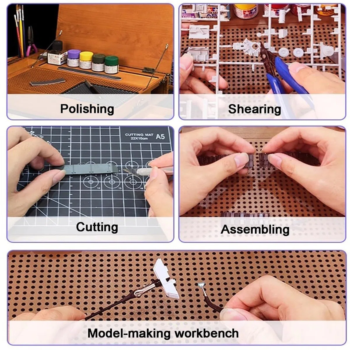 Station de travail pliable pour modélisme avec lumière et tiroir caché, organiseur de bricolage avec tapis de découpe pour atelier de loisirs créatifs