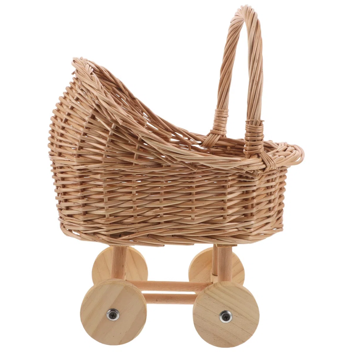 Gatuida Poussette de poupée, Jouet d'imitation en Osier pour bébé Fille, Poussette de poupée, Panier de Fleurs Vintage pour Maison de Jeu