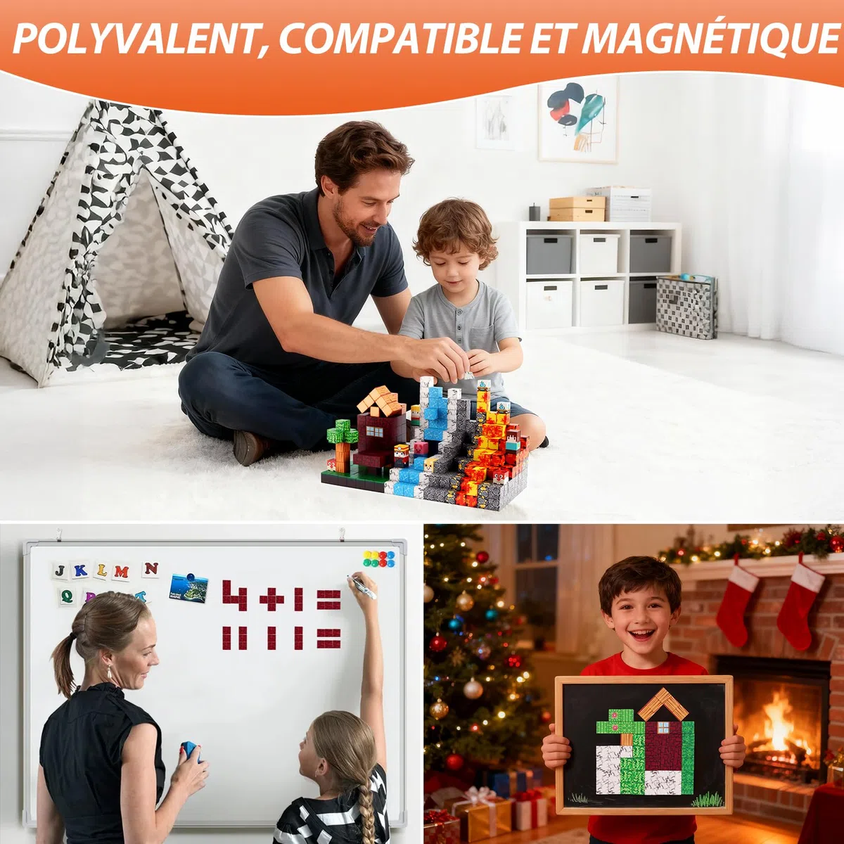 FUNYKICH Ensemble de 470Pièces Blocs de Construction Magnétiques pour Enfants, Jeu Éducatif STEM Créatif avec 13 Formes et Couleurs Vives, pour Les denfants de 3 Ans+,Jeu de Construction