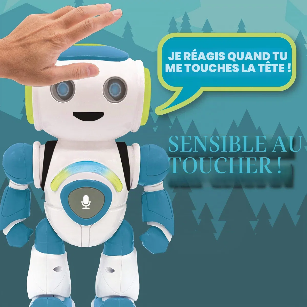 Lexibook,Robot Intelligent Powerman Junior éducatif et interactif,lit l'esprit, Danse,Joue de la Musique,répète Les Phrases,télécommande, Jouet à partir de 3Ans, version Espagnole Bleu/Blanc (ROB20ES)