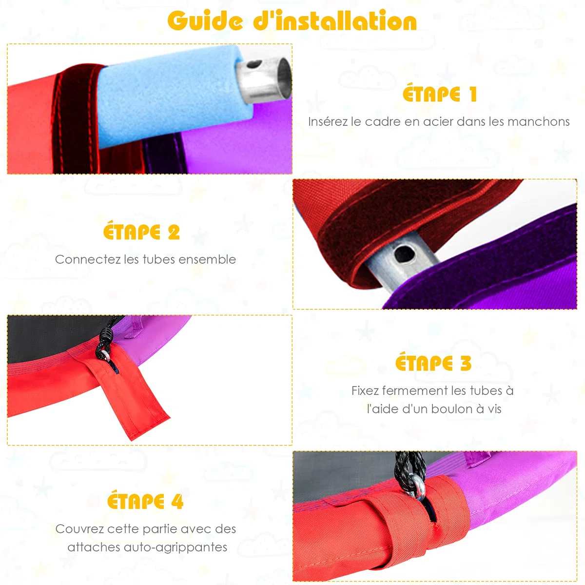 COSTWAY Balançoire Nid d'Oiseau Ø100 CM, Charge Max 150 KG, Balançoire Ronde pour Enfants et Adultes, Hauteur Réglable 100-180 CM, pour Jardin, Aire de Jeux (Coloré)